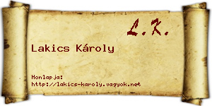 Lakics Károly névjegykártya